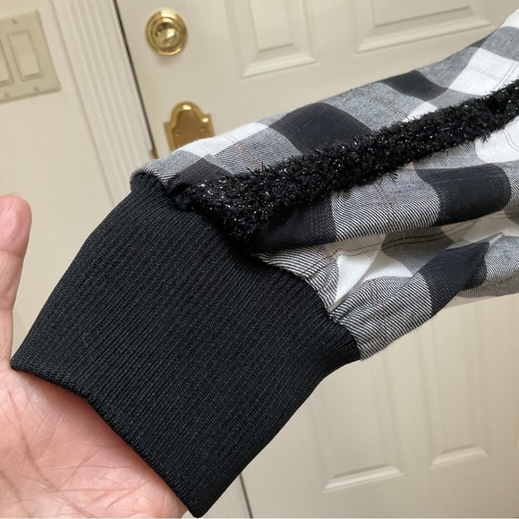 NWT Tibi Plaid Crew Neck Top Black & White Oversize XS - Picture 8 of 12